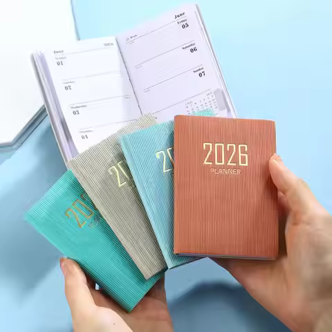 A7 2026 English Planner Book Mini Portable Pocket Daily Schedule Book 60 Sheets 120 Page Thin Weekly
