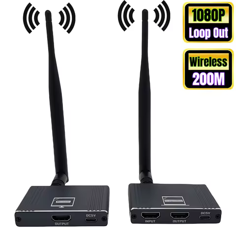 656ft 200M Wireless HDMI Extender with Rotation 5.8G 1080P HD HDMI Video Transmitter and Receiver wi
