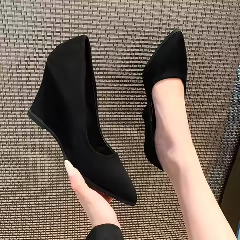 2026New Style Fashion Wedges Heels Pointed Toe Women's Pumps Elegant Wedges Shoes Office Shoes Zapat