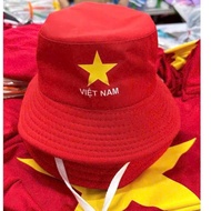 Red flag hat with yellow star, red flag printed hat with yellow star for children 2 to 5 years old a