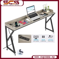 Cross Bed Table with Wheels Office Desk Overbed Adjustable Tilt Board Laptop Mobile with 2 AC Outlet