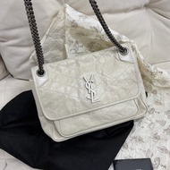 YSL Niki 白色 油蠟牛皮 medium 中號