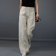 Xiajiu Lu Spring/Summer New Linen Wide-Leg Pants Women's Loose Slimming Casual Pants Cotton and Linen Straight Pants Long Pants