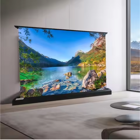 Freestanding Electric Motorized Floor Rising Projection Screen, 4K 16:9 Active 3D Ready, UHD Cinema 