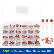 960Pcs/lot Ceramic capacitor Assortment Kit 2PF-0.1UF 50V Ceramic capacitors set 24value*40pcs diy E