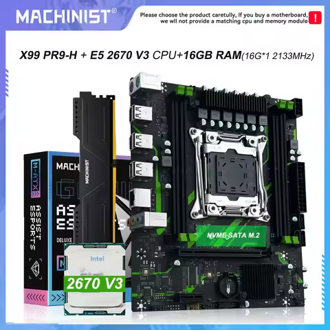 PR9-H MACHINIST X99 motherboard and Set kit LGA 2011-3 Xeon E5 2670 V3 CPU Processor 16G DDR4 2133mh