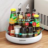 Household Rotating Kitchen Seasoning Multifunctional Storage Countertop Salt Shelf Soy Sauce Bottle 
