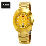 Velashop นาฬิกาข้อมือสุภาพบุรุษ Rado Diastar Automatic  11 พลอย สายทอง รุ่น R12413493 - หน้าทอง