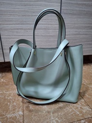 Hush Puppies 薄荷綠牛皮托特包 mint green leather tote bag