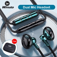 Wiresto Dual Mic Wired Earphones Panoramic Sound Headset with Microphone for Laptop Noise Cancelling