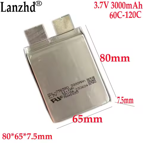 High rate 60C 120C 3.7V 756580 3000mAh battery For electric tools Starting power supply automobile i