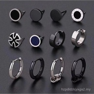 Men earrings set of 12, black earrings for men stainless steel set hypoallergenic dangle hinged earr