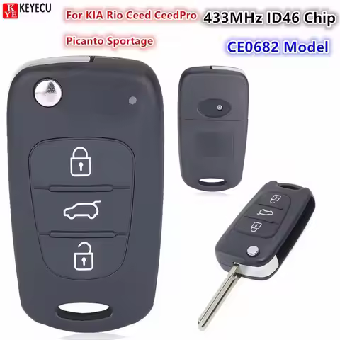 CE068 3 Button 433MHz ID46 Chip For KIA Rio Ceed CeedPro Picanto Sportage CE0682 Model Replacement F