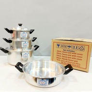 7-Piece (3 sets + 1 pot) Set Royal Crown Aluminum Cooking Pot/Kaldero/Kaserola/Mura Makapal
