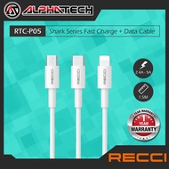 Recci Shark Series RTC-P05 Fast Charge Data Cable, 1.5M, 2.4A, 4.5A, 5A, For iP Series, Type-C, micr