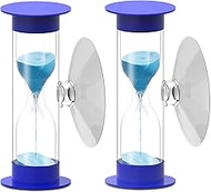Hourglass Sand Timer 5 Minute with Suction Cup - Set of 2 Small, Unbreakable Sand Watch 5 Min Sucker