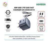 UGREEN UG-CD305-25114 30W USB C PD GAN FAST CHARGER UK + USB-C TO USB-C CABLE 1M 100-240V~50/60Hz 80