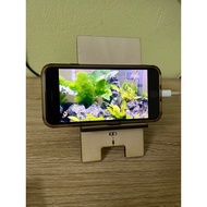 WOODEN PHONE HOLDER ENGRAVED LOGO ON REQUEST - WOODEN PHONE SHELF - ENGRAVED LOGO, NAME, QR CODE