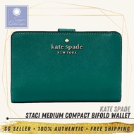 [SG SELLER] Kate Spade KS Womens Staci Medium Compact Bifold Deep Jade Leather Wallet