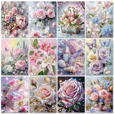 RUOPOTY Rose Painting By Numbers With frame Markers By Numbers Flower Easy Paint Handiwork Art Drawi