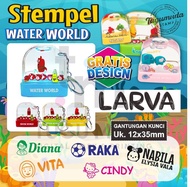 Stempel Lucu Nama Anak/Buku/Dokter/Perawat/NIP-Ganci Water World-LARVA