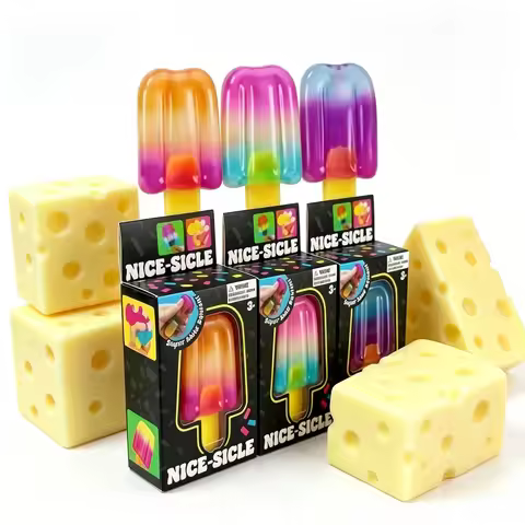 Ice Cream and Cheese Squeeze Toys Schylling Nee Doh Nice Cube Sensory Nice-Sicle Stress Relief Squis
