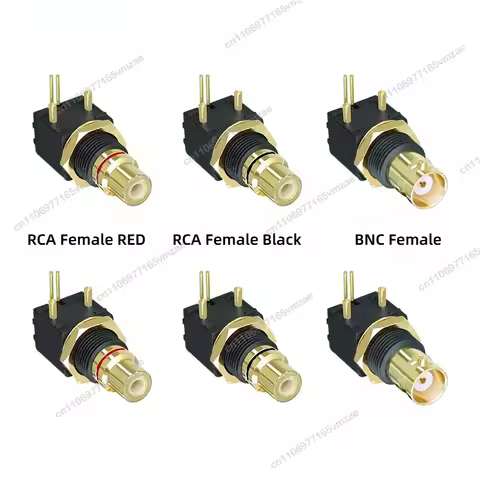 1/2/5Pcs RCA BNC Female Socket Elbow Pin PCB Panel Mount Adapter Right Angle Gold Plated Decoder Dig