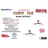 CHEAPEST INSTALLATION Fanco Fan Retract (SMART Optional)DC Celling Fan w 40w light 3tone