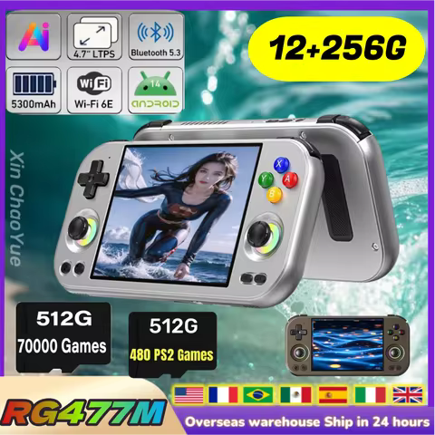 ANBERNIC RG 477M Retro Handheld Game Console 4.7" LTPS In-Cell Screen Android Video Game Player Dime