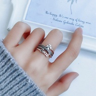 Lucky Four-leaf Clover 925 Sterling Silver Ring Female ins Niche Antique 1.4