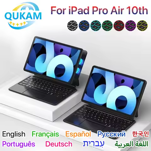 QUKAM Magic Wireless Keyboard for iPad a16 Case 2025 Air 11 13in Backlit Keyboard for iPad Air 4 5 1