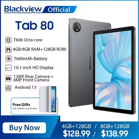 Blackview Tab 80 Android 13 Tablet 8GB 128GB 10.1-inch HD Display T606 Octa Core 7680mAh 2.4G/5G WiF