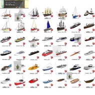 SketchUp Binhai Resort main material model, boat, speedboat, sailboat, tourist, cargo ship, model