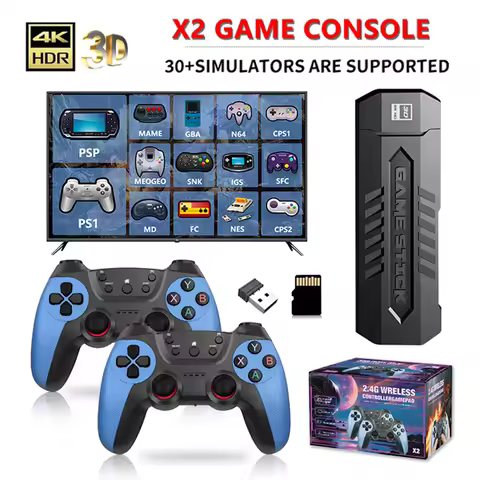 X2 Game Stick 256G 60000+ 4K HD Video Game Console Wireless Controller 2.4G Double ireless Controlle