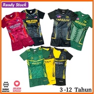 Budak 3-12tahun Set Baju Jersey Malaysia Futsal Baju Sukan Bola Sepak Seluar Pendek Lelaki/Sports JC