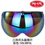 [2026New] Retro Half Helmet W Lens 3/4 Helmet Lens Three-Button Modified Lens Motorcycle Helmet Lens