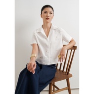 ET CETERA BLOUSE PRNDEK SLEEVE LINEN MATERIAL WITH EMBROIDERED FLOWER MOTIF