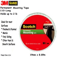3M Scotch Indoor Mounting Tape Double Sided Tape, 19mm x 8.89m, White, Holds up to 2 lbs, 1-Roll (11