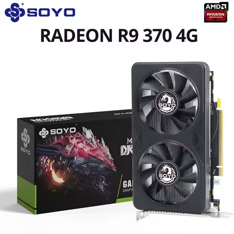 SOYO AMD Radeon R9 370 4G Graphics Card GDDR5 Video Memory 256Bit Gaming Card PCIE3.0x16 DP DVI for 