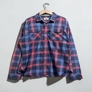 Tommy hilfigure 高質感斜織紋蘇格蘭格紋襯衫 古著襯衫外套 M 男 加長款 vintage
