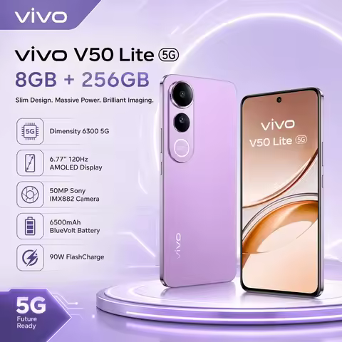 2026 new vivo V50 Lite 5G 8GB+256GB Smartphone, Dimensity 6300, 6.77'' 120Hz AMOLED, 50MP Sony Camer