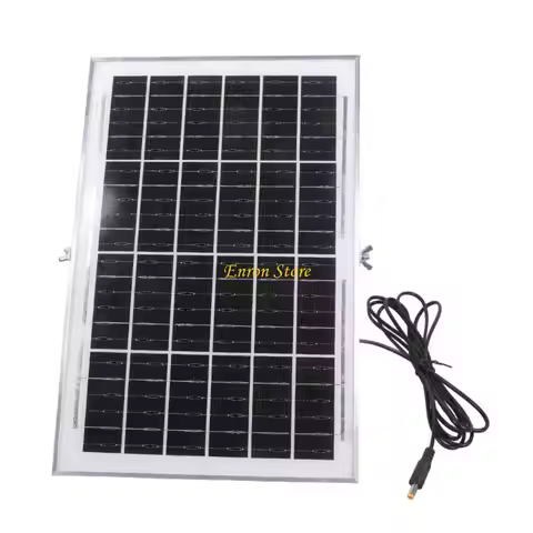 63HD 12V 12W Solar Panel with 5.5X2.1mm Output Cable IP66 Waterproof for Outdoor Security Cameras
