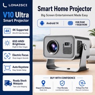 LONAISCI V10 Ultra Projector 4K With Android 14 Native 1080P 600 ANSI Electric Focus Auto Keystone 2