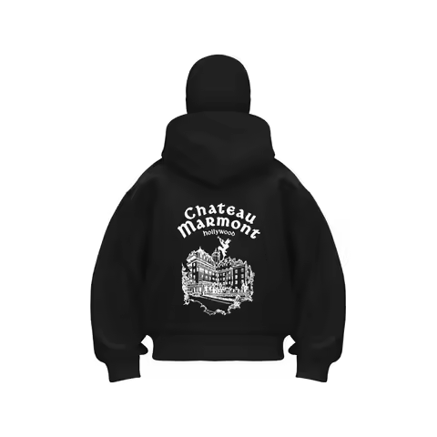 Chateau Marmont Repetitive Hotel Art Design new item double hooded sweatshirt men's hooded