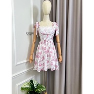 BT 06-21181 Clearance Sale Floral Dress Spaghetti Strap Top With Tie Straps At The Chest And Layered