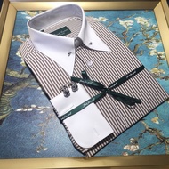 Special Clearance Pointed Collar Pin Empire Collar Contrast Color Collar Champagne Stripe Mens Slim