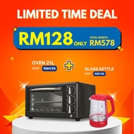 Bundles Exclusive : Trio Electric Oven (21L) + Red Glass Kettle 1.7L