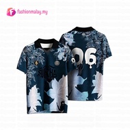 Floral Design Baju Retro Collar Shirt Jersey Custom Name and Number Oversized Streetwear Short Sleeved Top Berkolar T Shirt Lelaki Kanak Kanak Jersi Baju Raya Viral Tiktok
