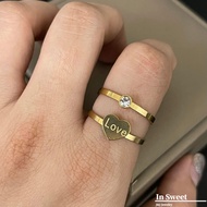 Golden Couple Rings Stainless Steel for Women Men Fashion Jewelry Minimalist Heart Love Ring Set Gif