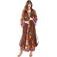 Women Hippie Dress 60s 70s Vintage Disco Peace Love Costume New Year Carnival Dance Hall Dress With 